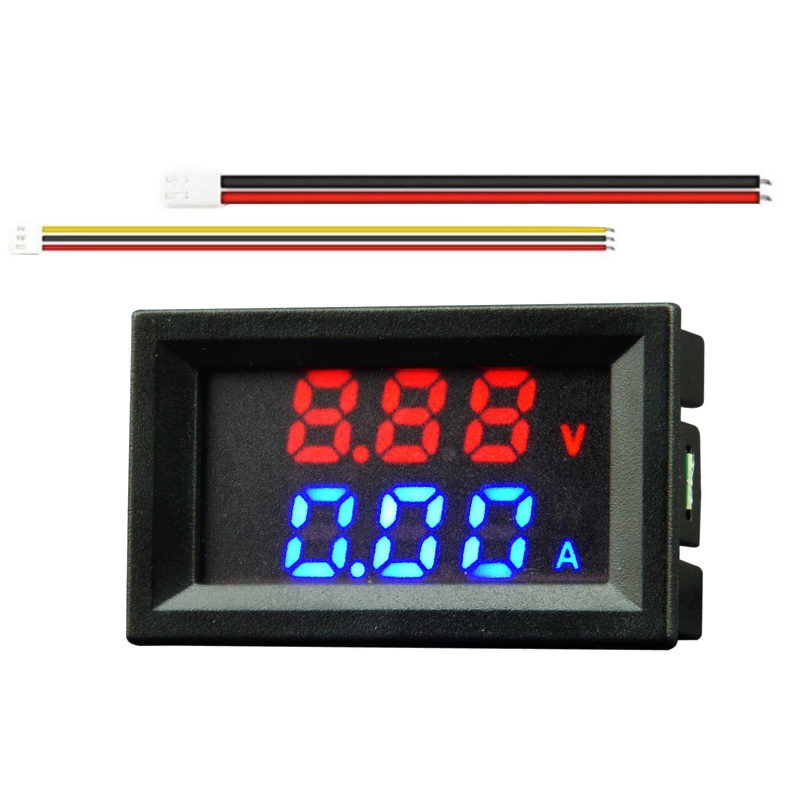 Digital Voltmeter Ammeter with Connect Wires Dual LED Display Panel 100V 10A