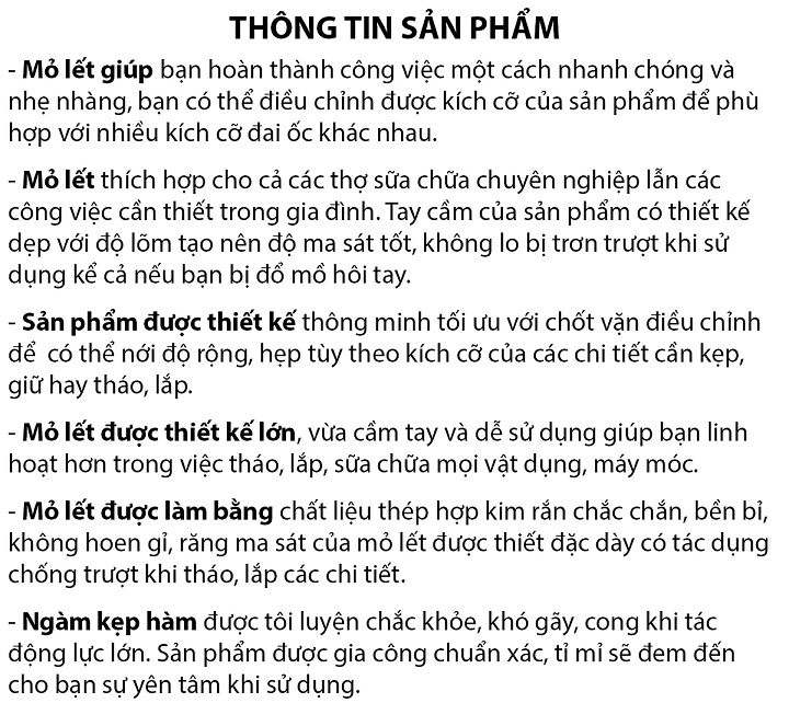 Mỏ Lết Đủ Số 6-8-10-12 inch