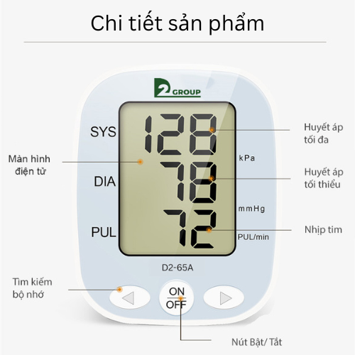 Máy đo huyết áp bắp tay tự động D2Group D2- 65A điều chỉnh thông minh