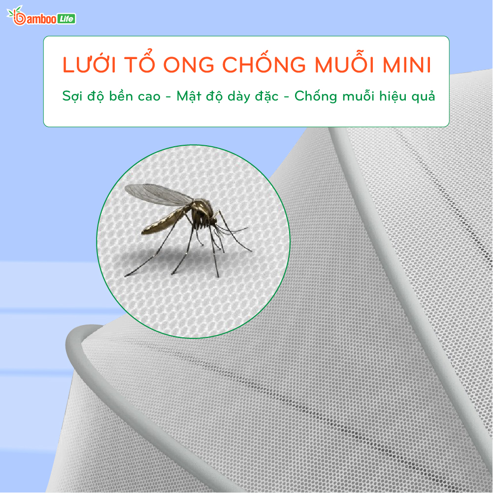 Màn chụp cho bé tự bung Bamboo Life mùng chụp em bé sơ sinh gấp gọn chống muỗi côn trùng giảm ánh sáng an toàn tiện lợi dùng được ở giường nôi cũi