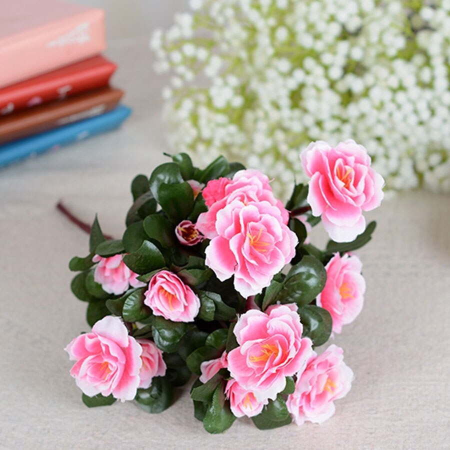 Cụm hoa đỗ quyên giả - dài 40cm - 12 nhánh - Cây giả, hoa lụa trang trí nhà cửa