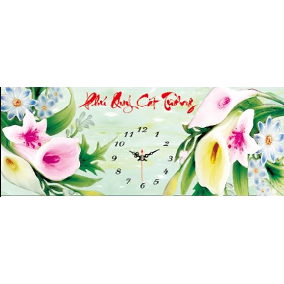 Tranh thêu đồng hồ chữ thập Phú quý cát tường -X8047