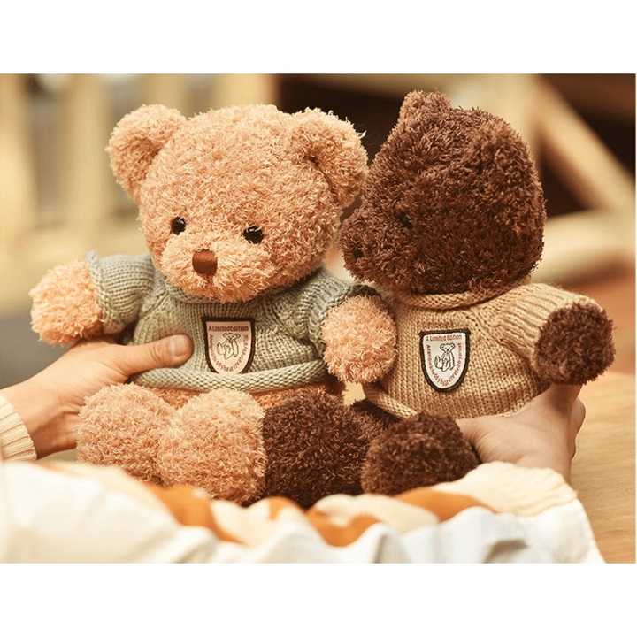 Gấu bông Teddy lông xoăn siêu dễ thương – Quà tặng thú nhồi bông Teddy Heads And Tales – Size 40 cm – Gối ôm cho bé ngủ ngon