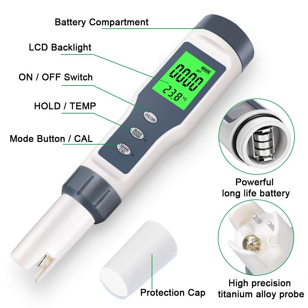 Máy Đo độ sạch 3 Trong 1, Đo độ PH nước và độ TDS nhiệt độ Hồ cá, Nước Uống, thủy canh, thủy sinh