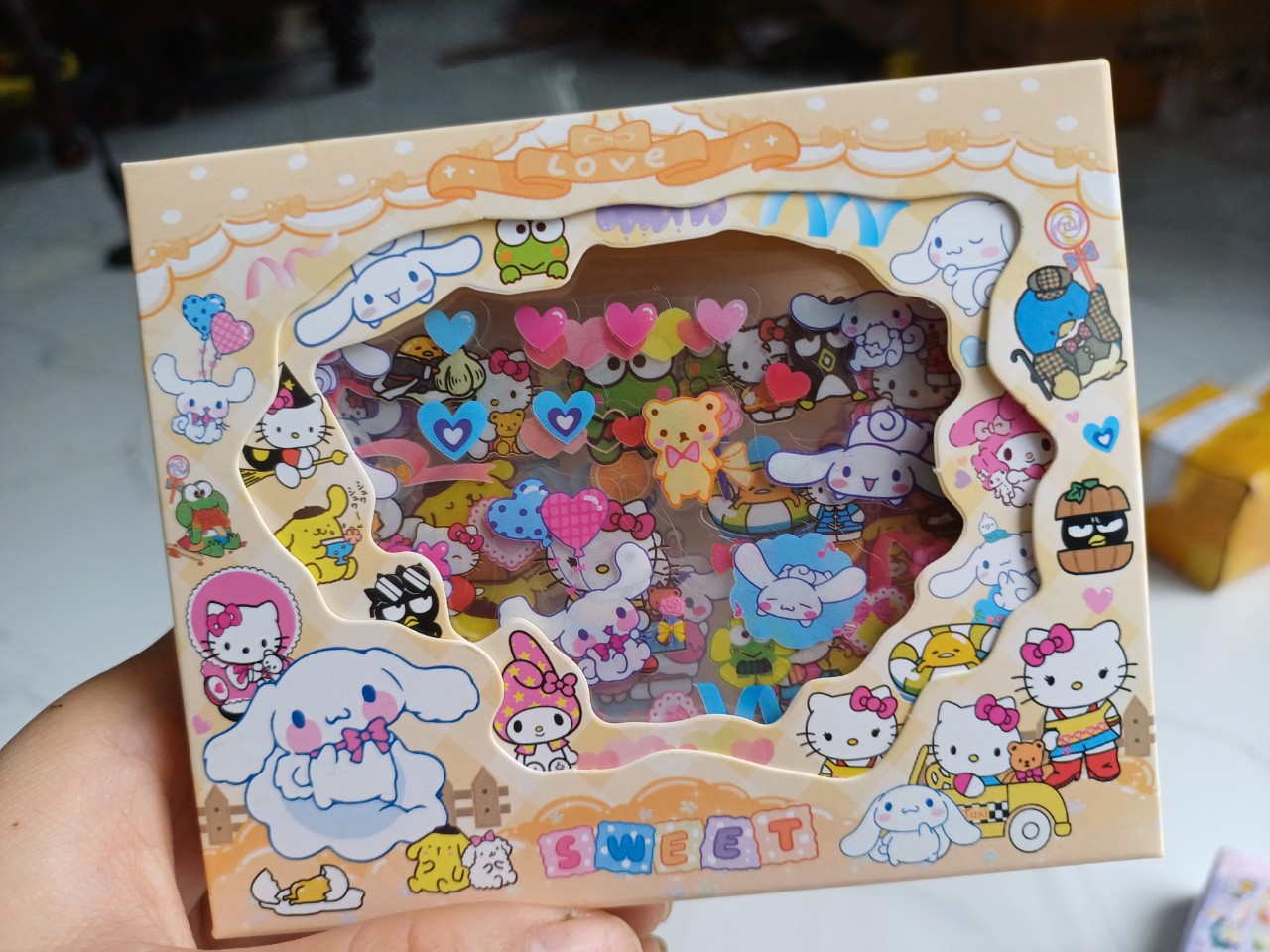 Đồ chơi hình dán sticker dễ thương kitty, gấu dẫu thỏ