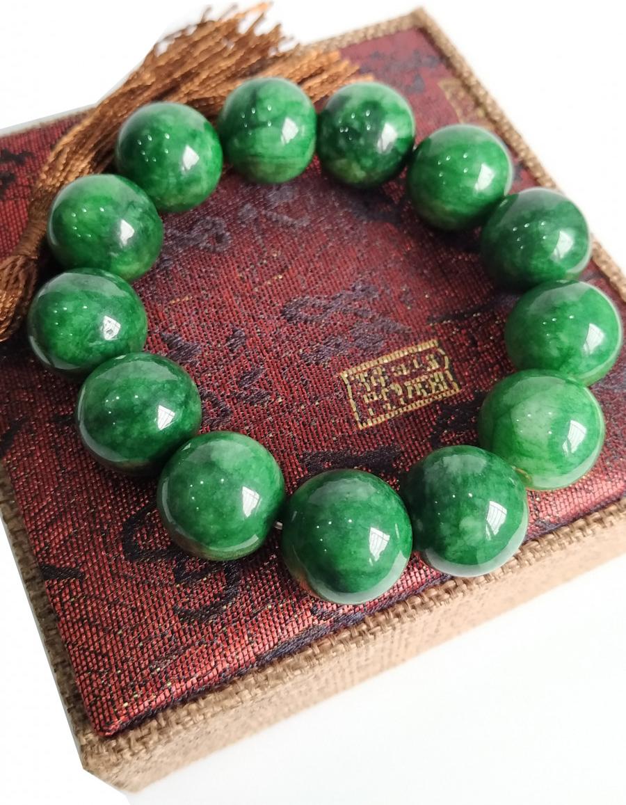 Vòng tay mã não xanh lục tự nhiên 11mm tặng hộp đựng phong thủy V5254