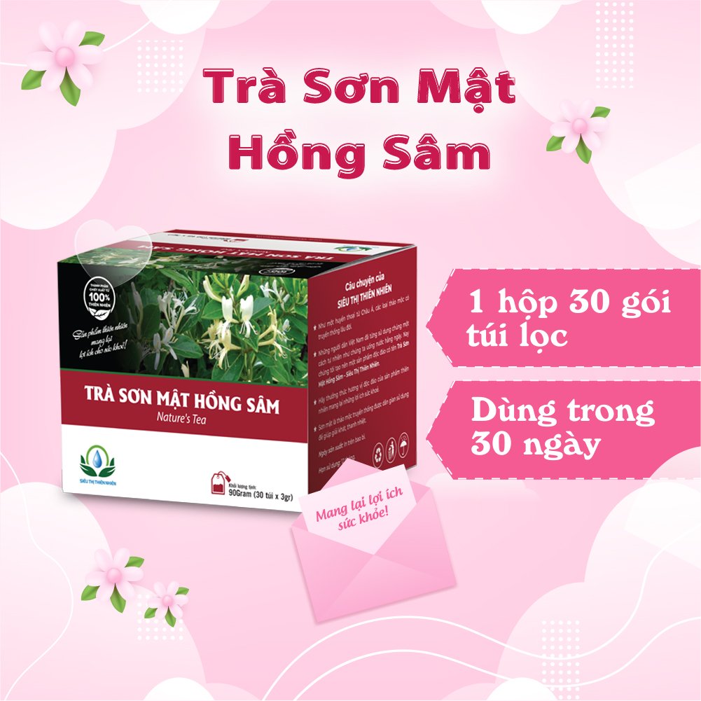 Trà Sơn Mật Hồng Sâm Hộp 30 Túi Lọc Giúp Ăn Khoẻ Ngủ Ngon, Ổn Định Đường Huyết Của Siêu Thị Thiên Nhiên