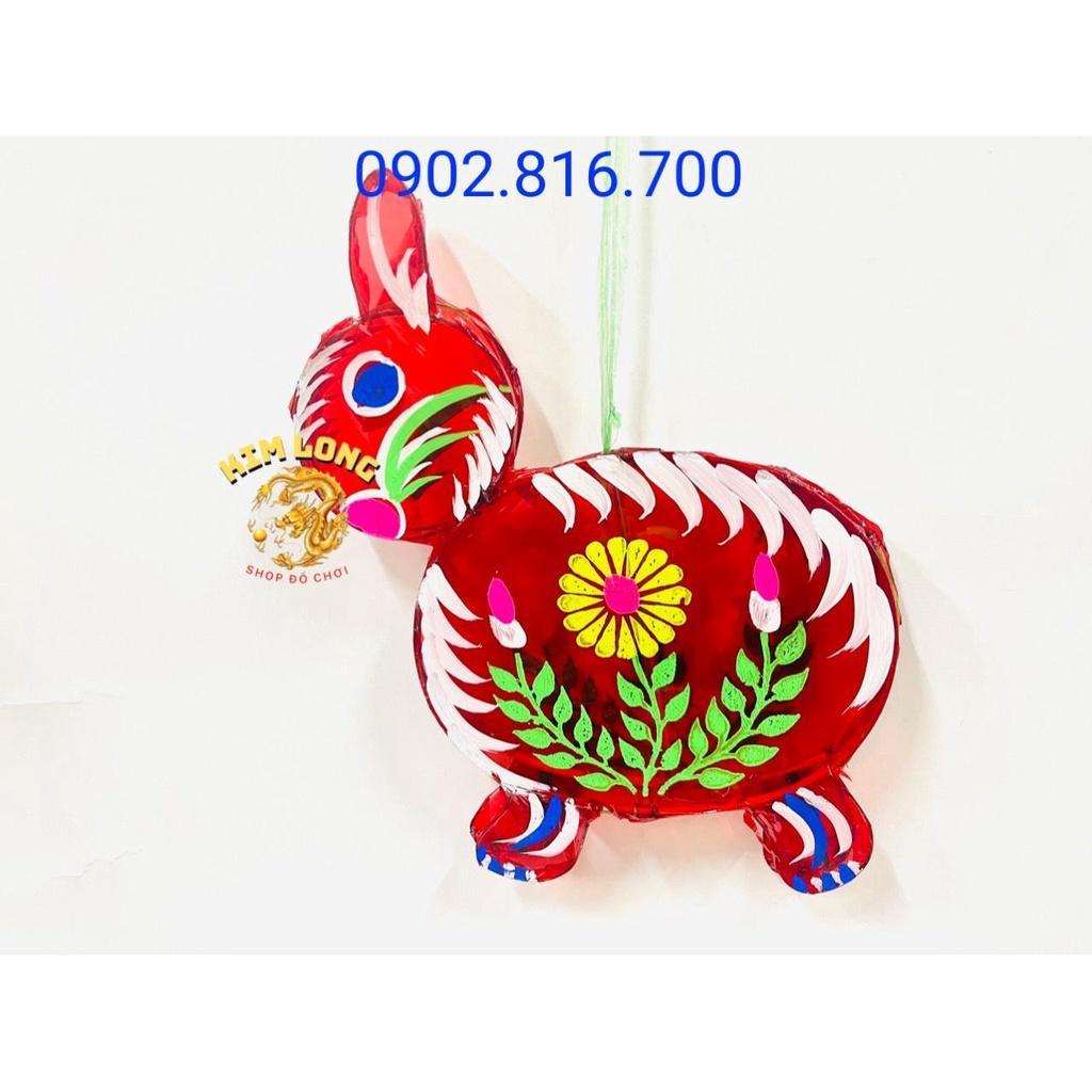 Đồ chơi lồng đèn trung thu truyền thống - Lồng đèn kiếng hình GÀ CÁ THỎ BƯỚM 25cm tặng 5 đèn cầy