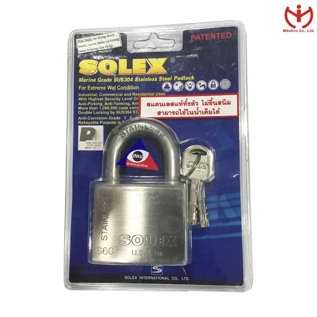 Khóa Solex S60 inox SUS 304 thân rộng 61mm - MSOFT