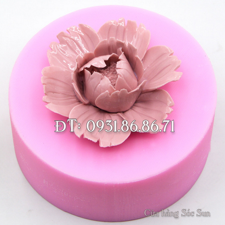 Khuôn silicon hoa mẫu đơn tầng cánh cúp loại 8 cm - Mã số 1636