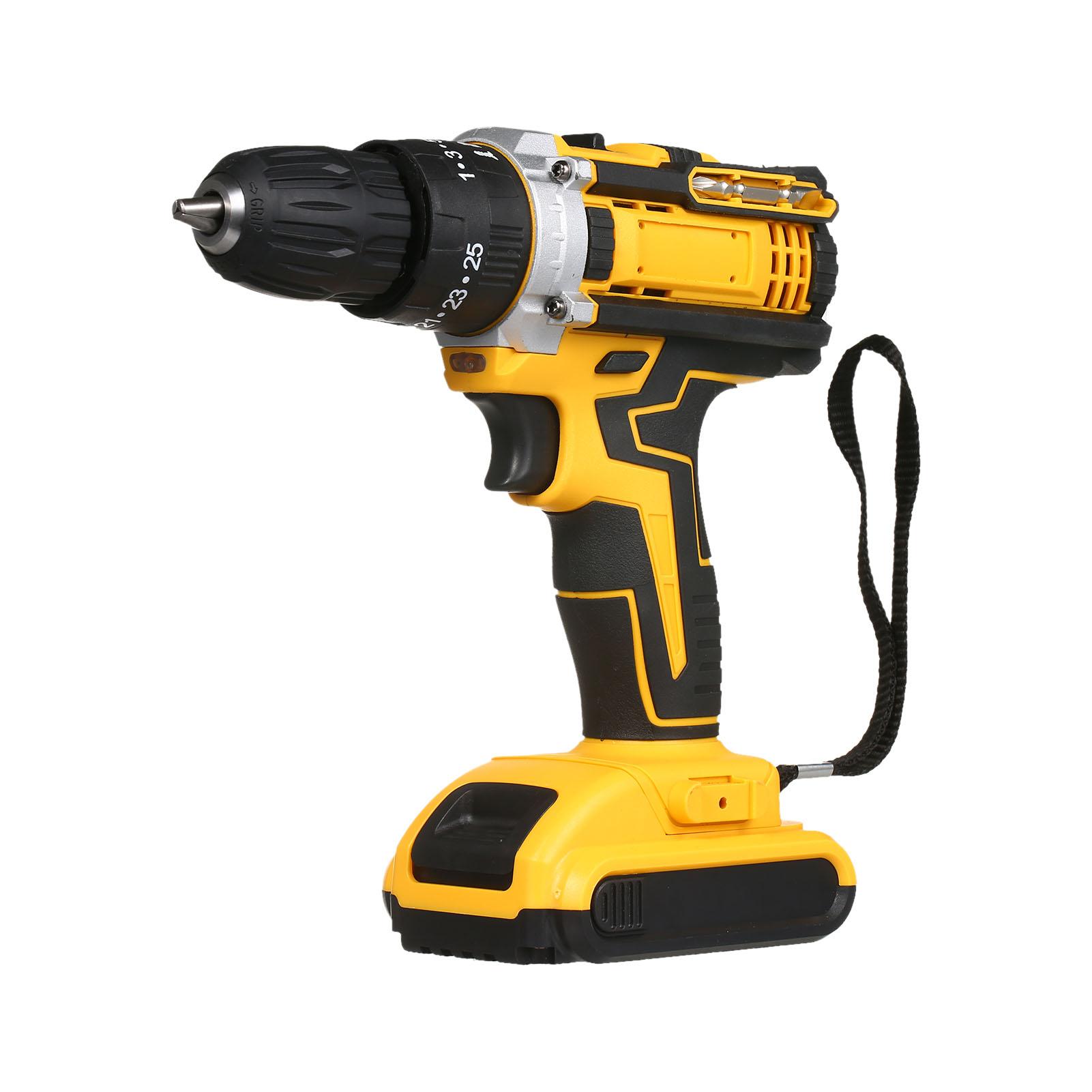 Cordless Drill Driver Kits with 2 Battery 21V Hand-held Electric Drill with 3/8inch Keyless Chuck LED Work Light for Drilling Wall Bricks Wood Metal Toolbox Package