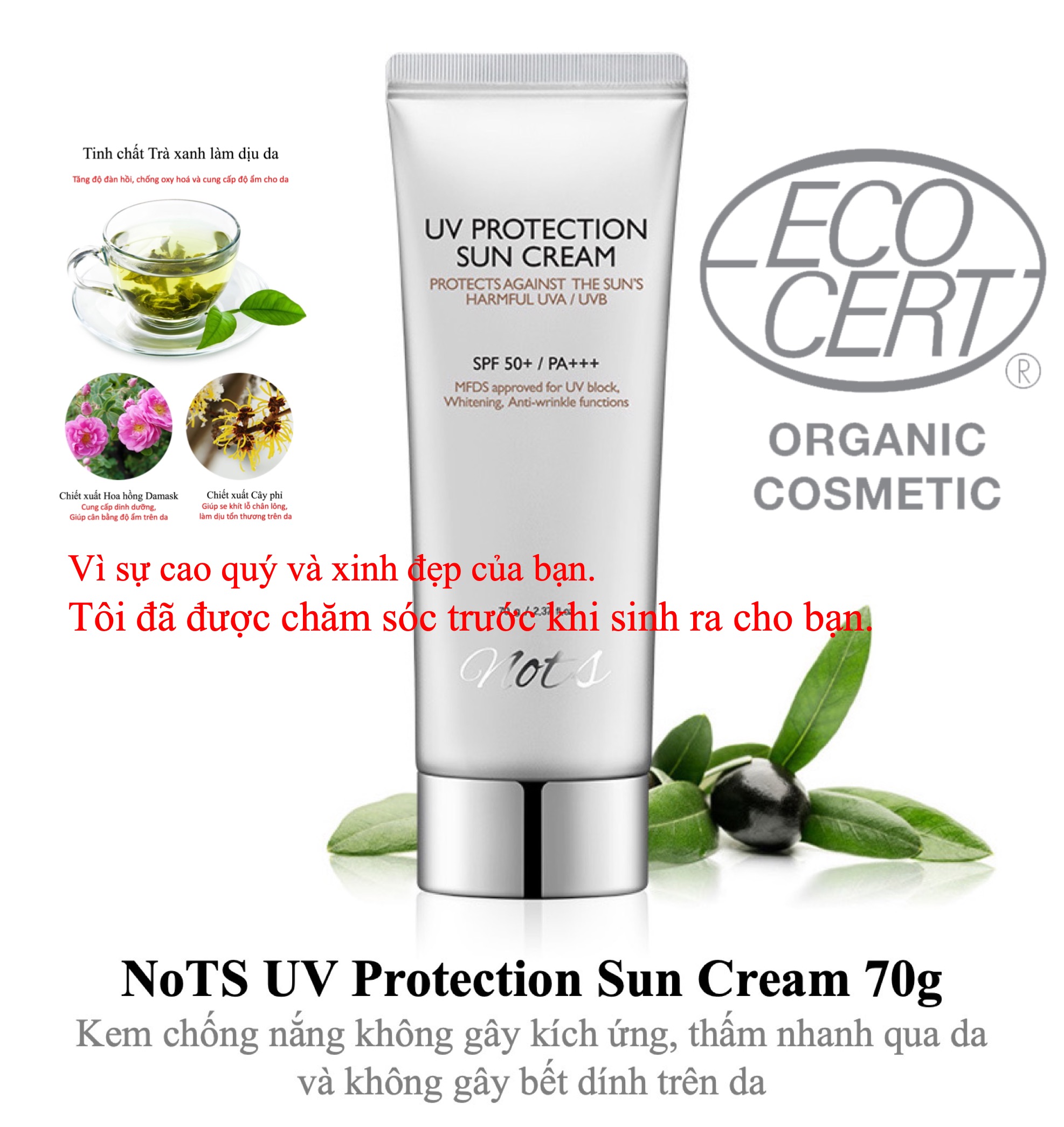 NoTS UV Protection SUN Cream 70g SPF50+/PA+++ ( UVA/UVB)