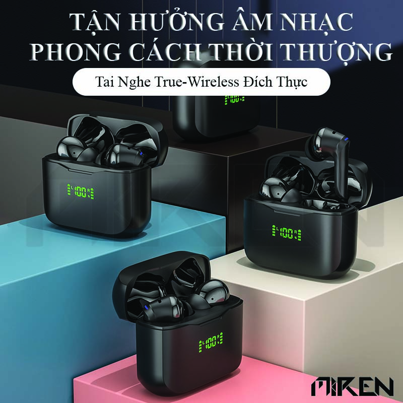 Tai Nghe Bluetooth True Wireless Không Dây TWS-CT03 Cảm Ứng - 2 Tai Nghe Độc Lập - Hộp Đèn Led Hiển Thị % Pin. Hàng Chính Hãng