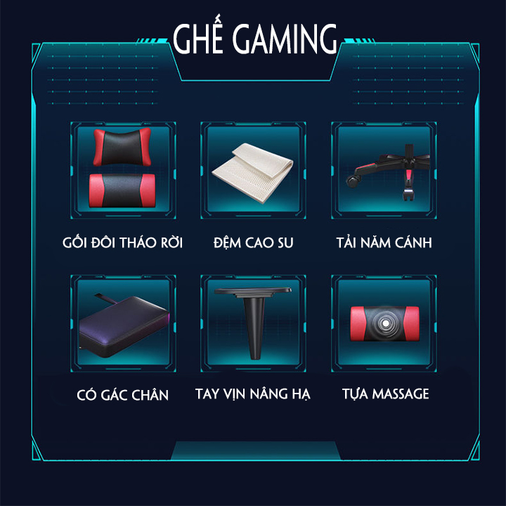 Ghế Gaming Có Massage Loa Nghe Nhạc - Ghế Game Cao Cấp Ngả Lưng - Ghế Ngồi Làm Việc Có Gác Chân Tựa Lưng
