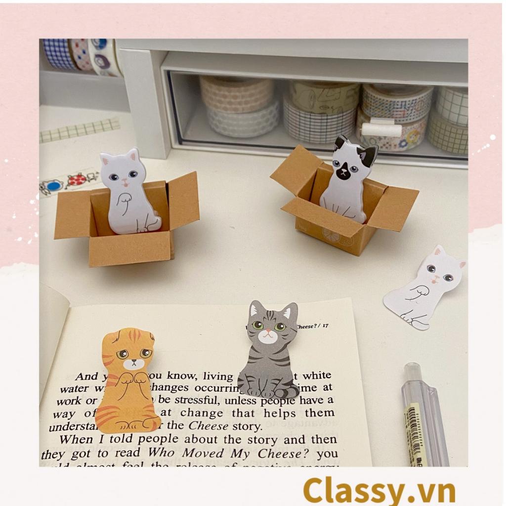 Giấy ghi chú Classy hình con mèo đáng yêu ngồi trong thùng carton phiên bản hàn quốc PK1196