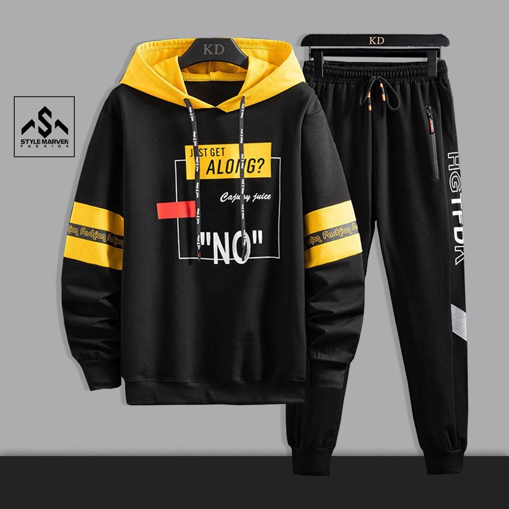 Bộ quần áo nỉ thể thao unisex Hoodie ALONG in cách điệu phối quần Jogger bo ống năng động SET NAM 90000169