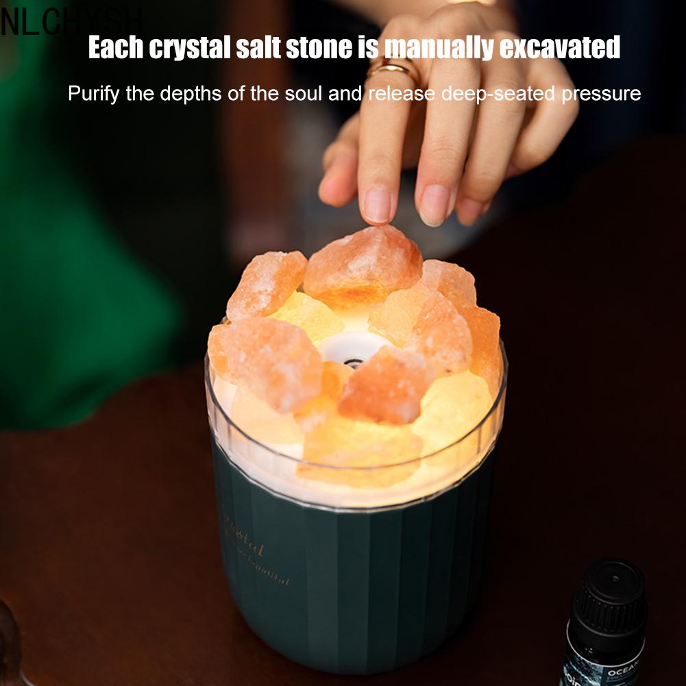 Di Động Pha Lê Aromatheraphy Máy Tạo Độ Ẩm Không Dây Tinh Máy Khuếch Tán Tinh Dầu LED Muối Himalaya Thoáng Mát Sương Máy Phun Sương Tạo Độ Ẩm