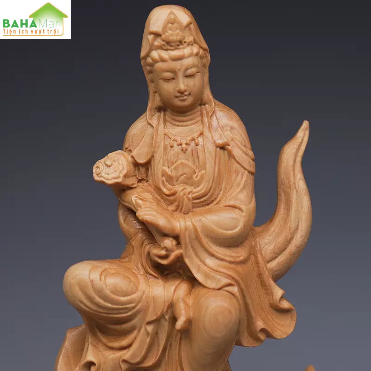 TƯỢNG ĐIÊU KHẮC GỖ - PHẬT BÀ QUAN ÂM "BAHAMAR" Chất liệu gỗ chắc chắn, chất lượng cao và bảo vệ môi trường, tay nghề tinh tế và chất lượng cao.