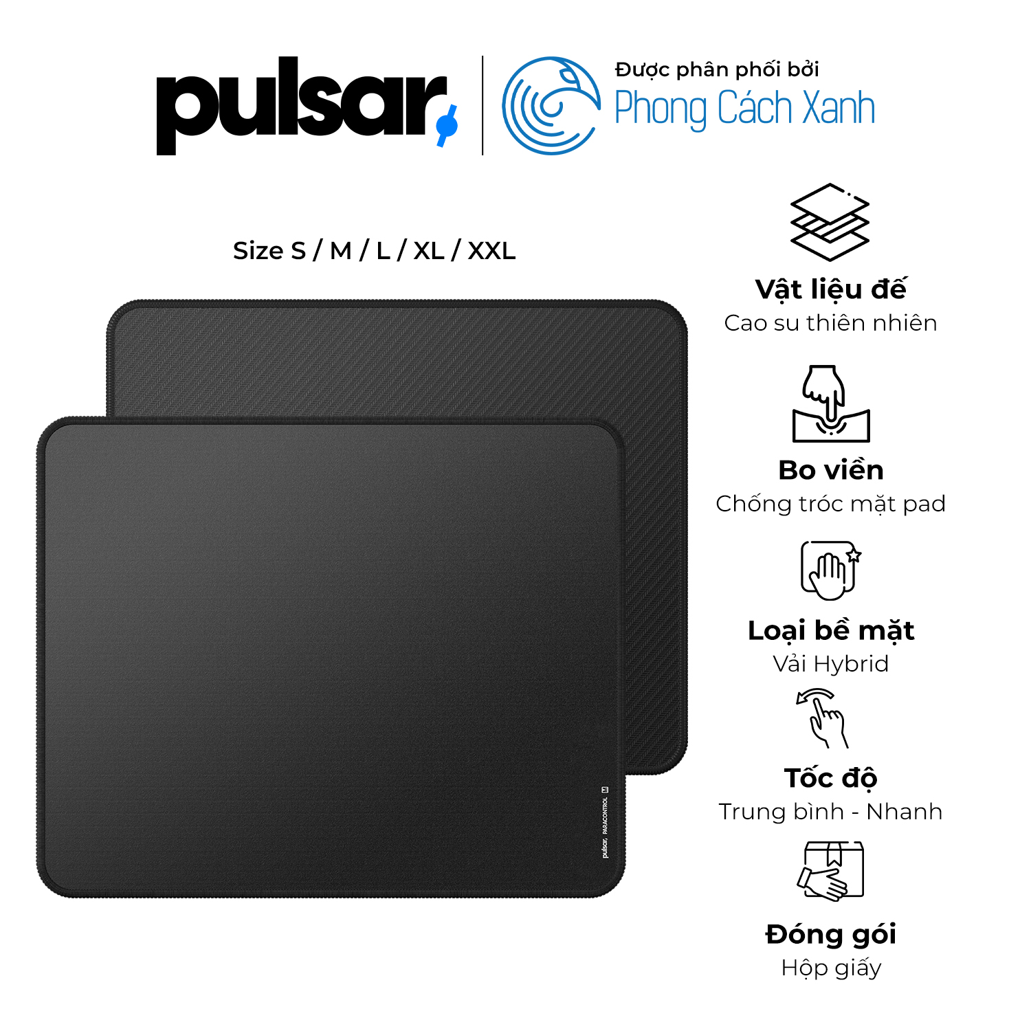 Lót chuột Pulsar ParaControl V2 (Medium Speed) Black - S đến XXL - Hàng Chính Hãng