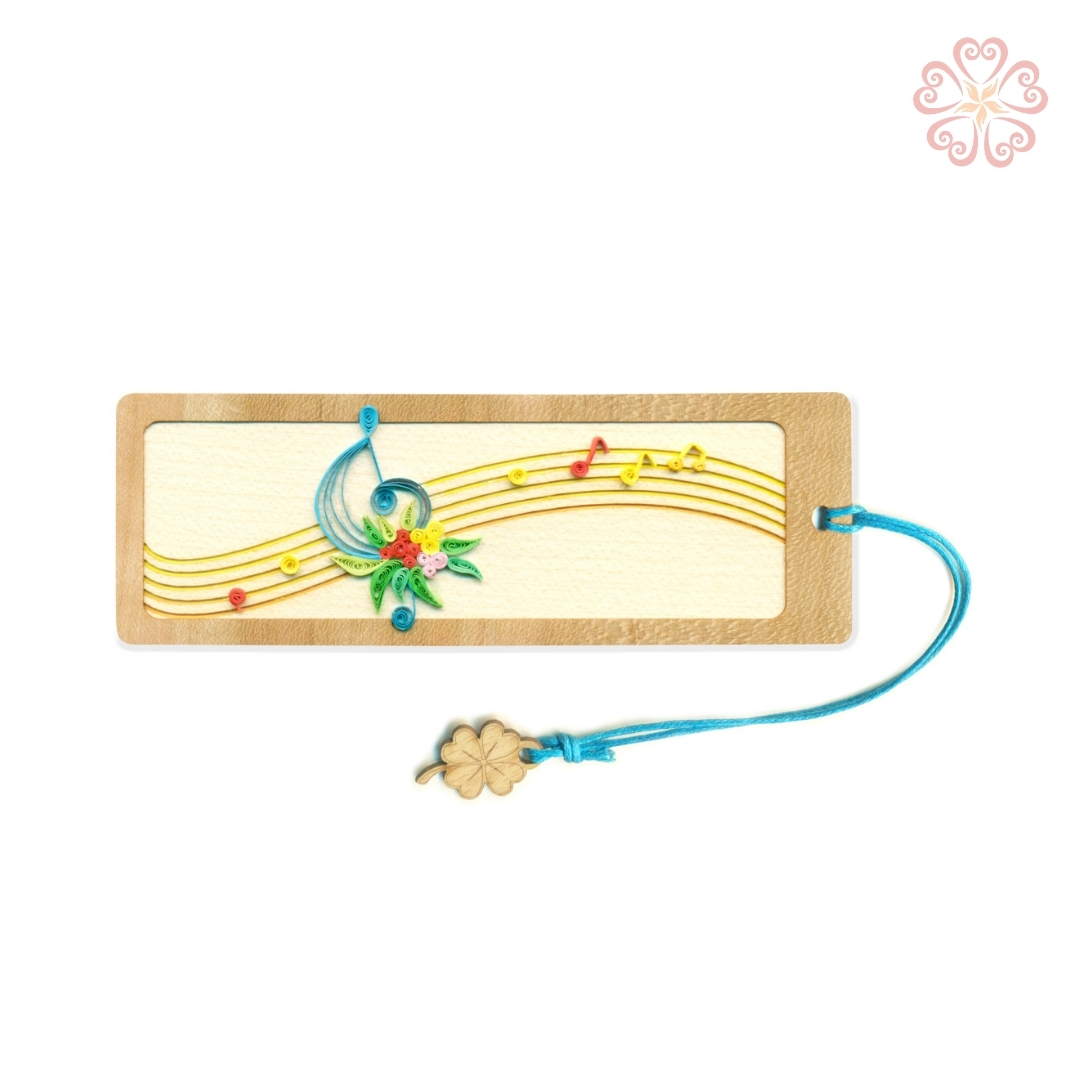 Bookmark giấy xoắn nghệ thuật - Nốt nhạc vui - size 13.5 x 5.3 cm