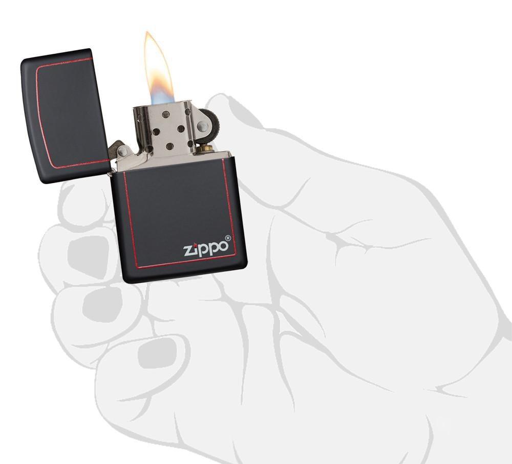 Bật Lửa Zippo Black Matte with Zippo Logo and Border