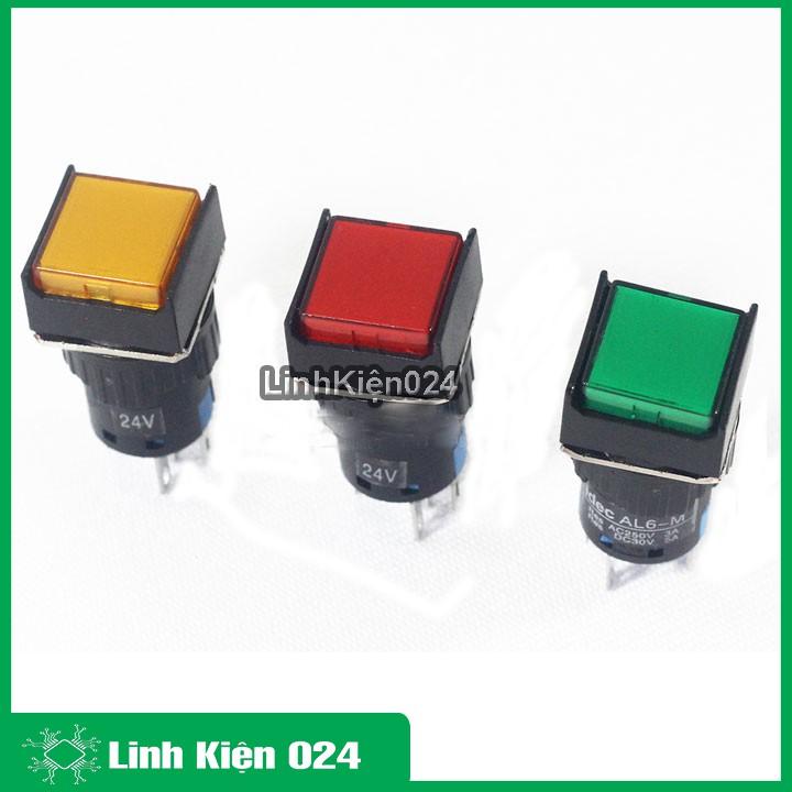 Nút Nhấn Đề Chữ Nhật 24VDC LA16J-11D Nhấn Nhả Có Đèn