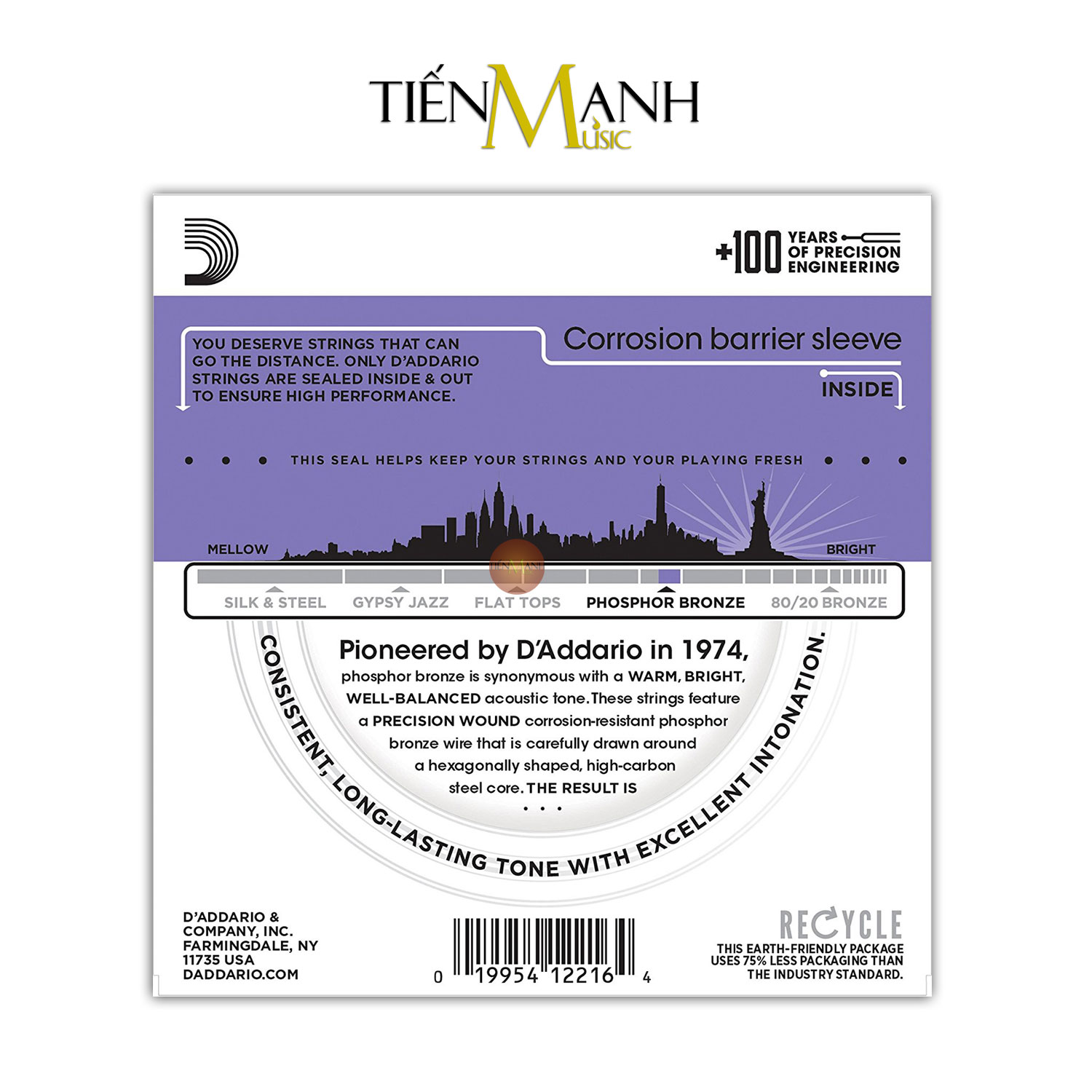D'Addario EJ26 Bộ Dây Đàn Guitar Acoustic Phosphor Bronze Strings Cỡ 11 DAddario Hàng Chính Hãng - Kèm Móng Gẩy DreamMaker