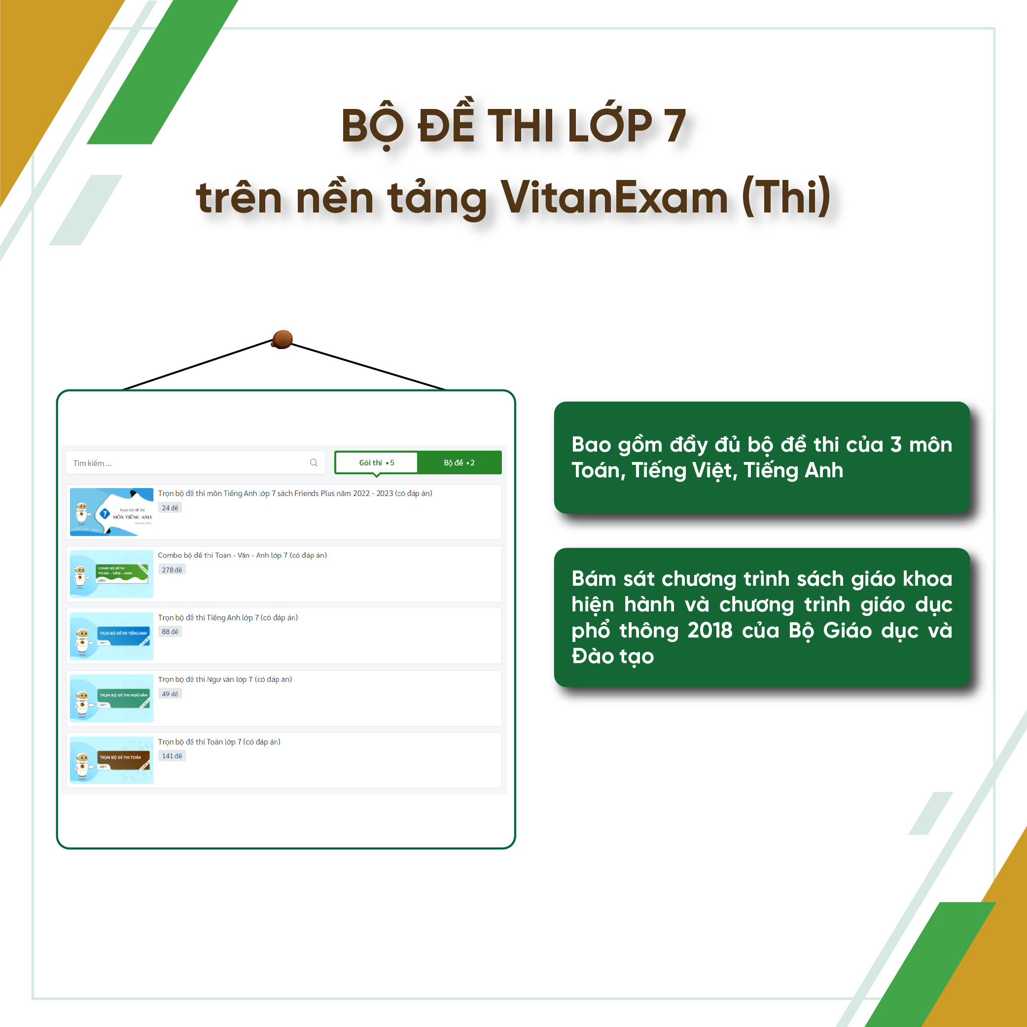 Bộ công cụ Học - Thi - Hướng nghiệp lớp 7, VitanEdu