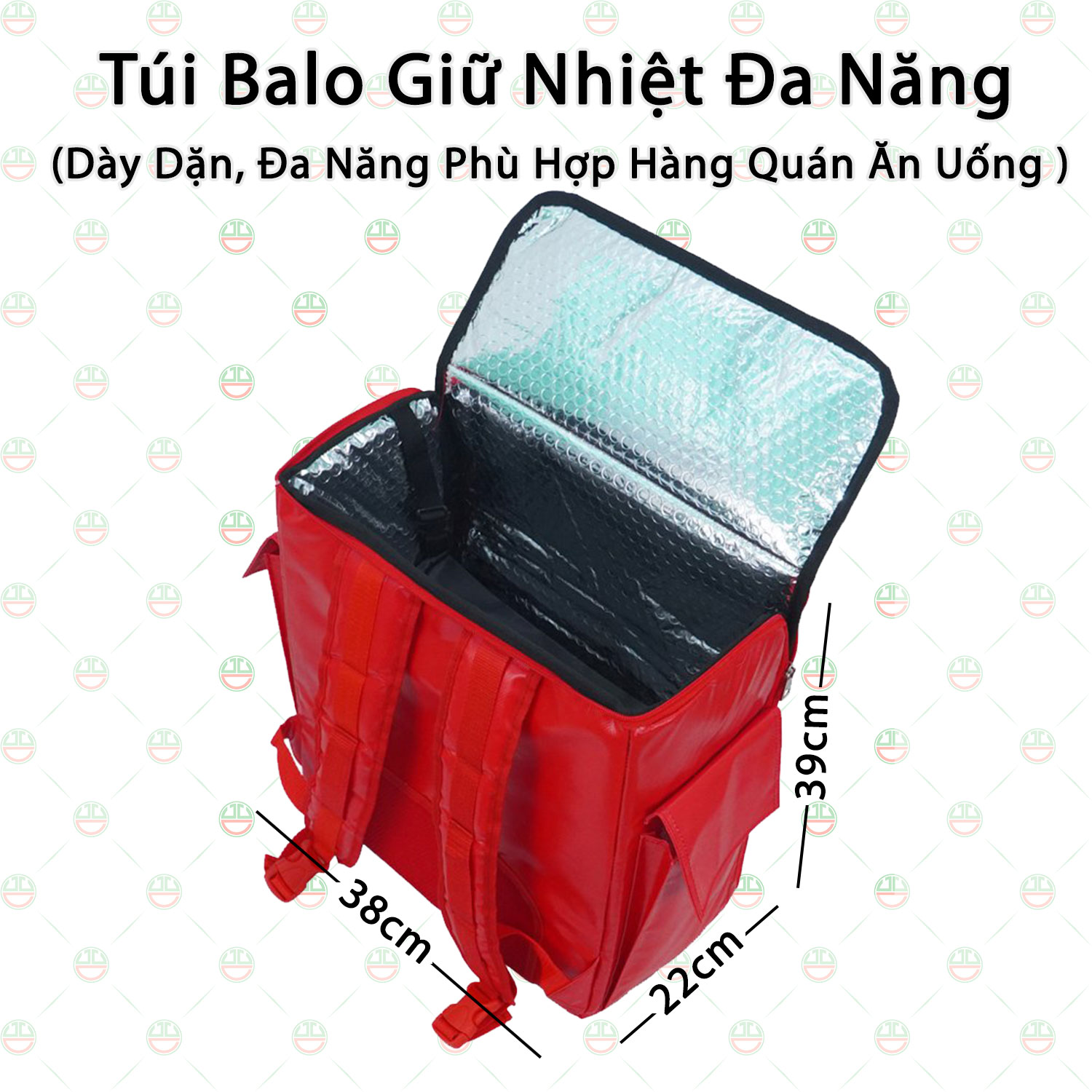 [Loại Tốt] Túi Balo Giao Hàng Giữ Nhiệt 30L Đa Năng KhoNCC Hàng Chính Hãng - Siêu Bền Cho Shipper, Hàng Quán, Tiệm Bánh, Hải Sản Giữ Nhiệt Lâu - KKT-7167-BLGHN (Đỏ)