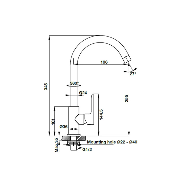 VÒI RỬA BÁT HAFELE HT19-CC1F255/ 570.52.281- Hàng chính hãng