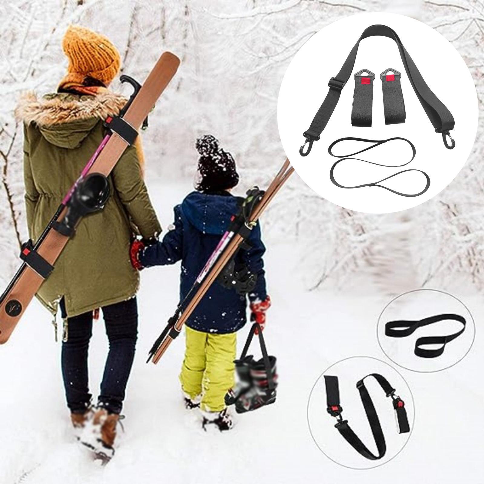 Ski Pole Carrier Straps Set Ski Straps Durable Holder Adjustable Ski Boot Straps Ski Boot Carrier Set for Adult Teens