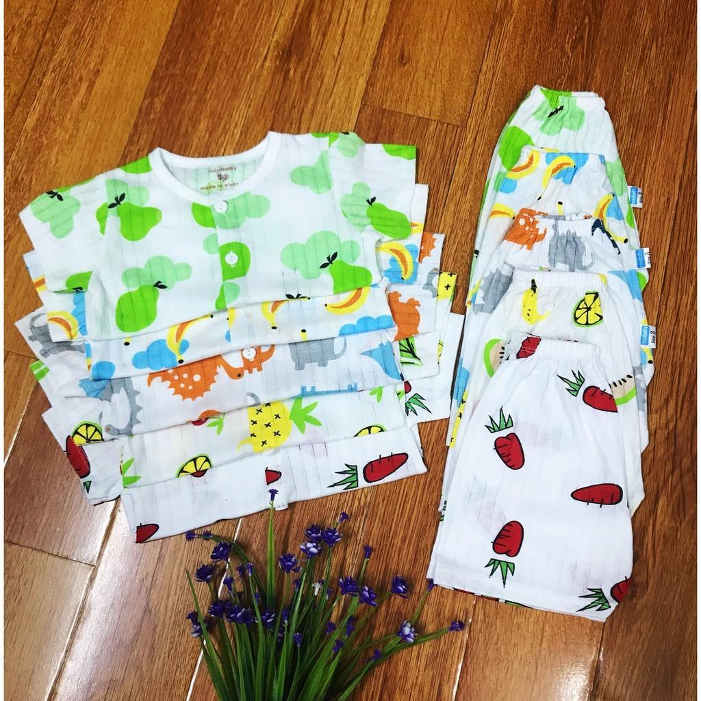 Bộ quần áo cotton giấy sơ sinh cộc tay mỏng mát mặc mùa hè - MS18