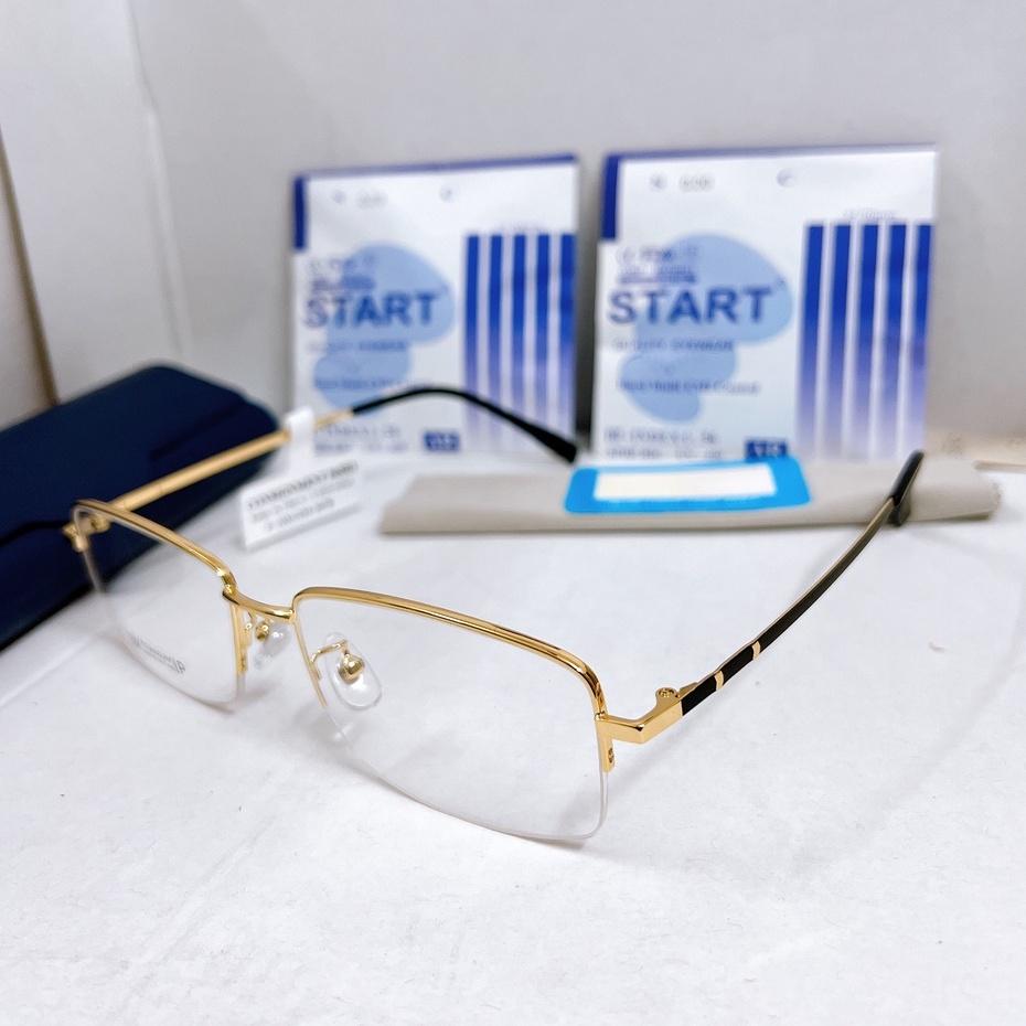 Gọng kính nửa viền GOLD vàng TITANIUM18K nủa viền KT14UNIQUI hàng tốt 1 đổi 1 tặng hộp và khăn