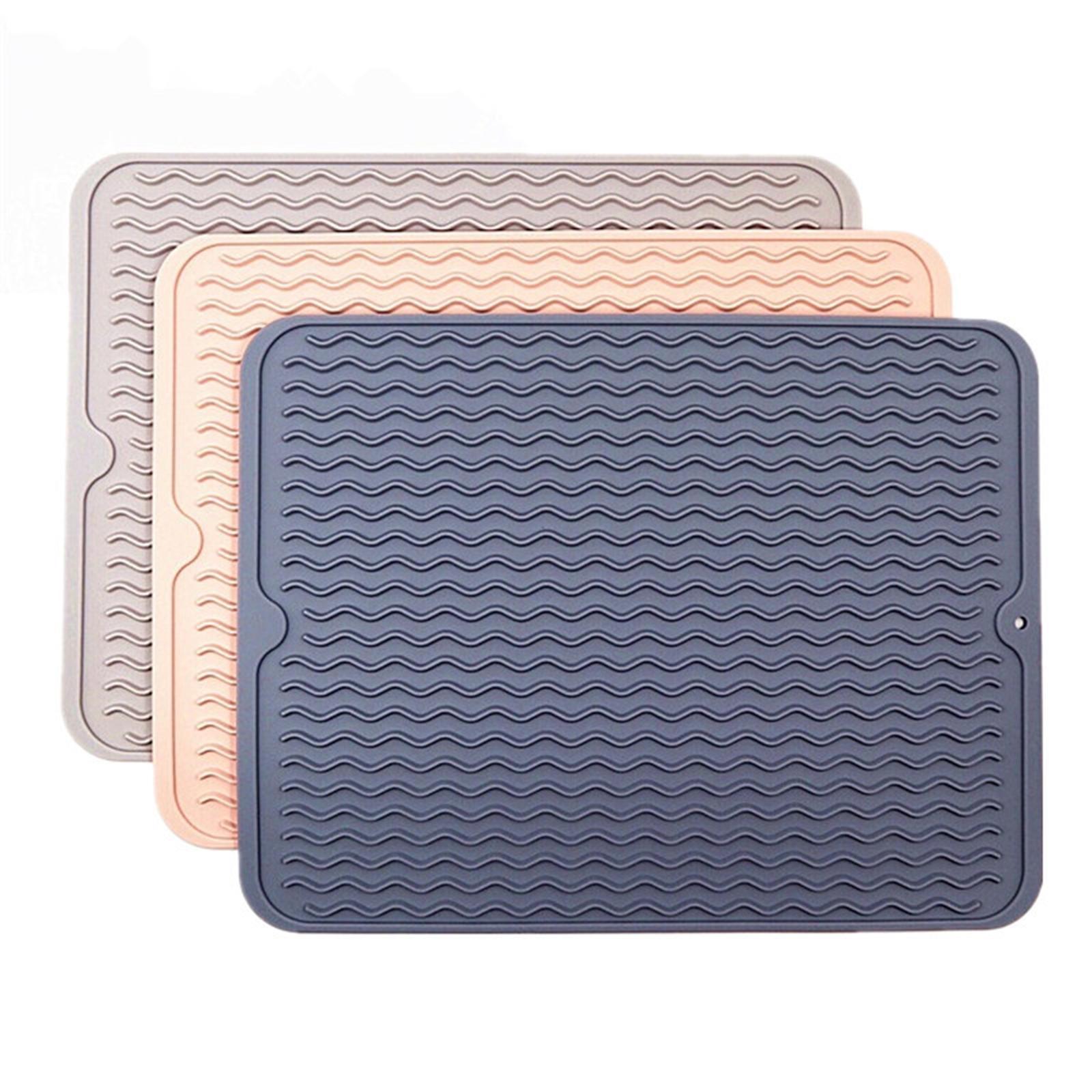 2x Silicone Drain Pad Waterproof Heat Insulation Hot Pot Holder Drying Mat