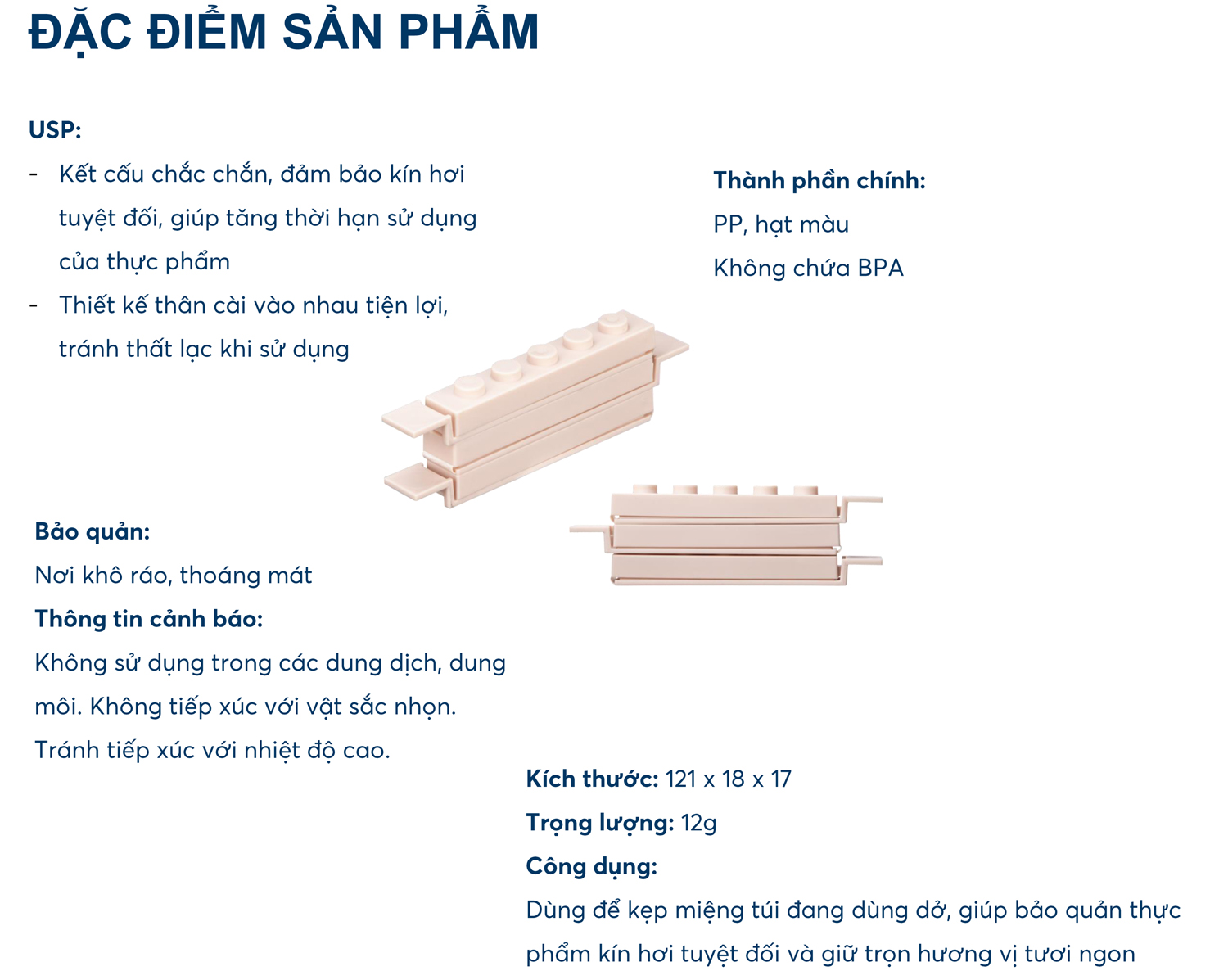 Kẹp miệng túi Yoko - Chính hãng Inochi - Tiêu chuẩn nhật bản giúp bảo quản thực phẩm kín hơi tuyệt đối.