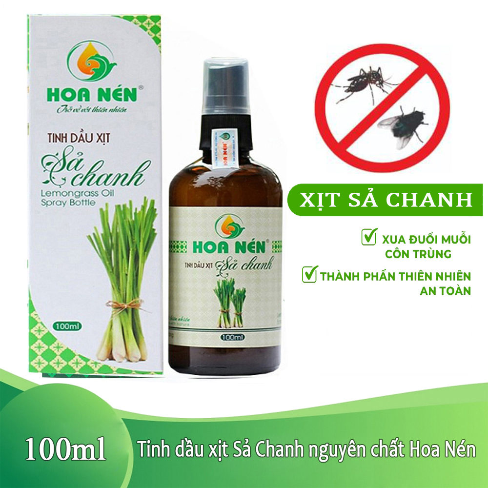 TINH DẦU XỊT SẢ CHANH HOA NÉN 100ML - XỊT ĐUỔI MUỖI AN TOÀN CHO BÉ