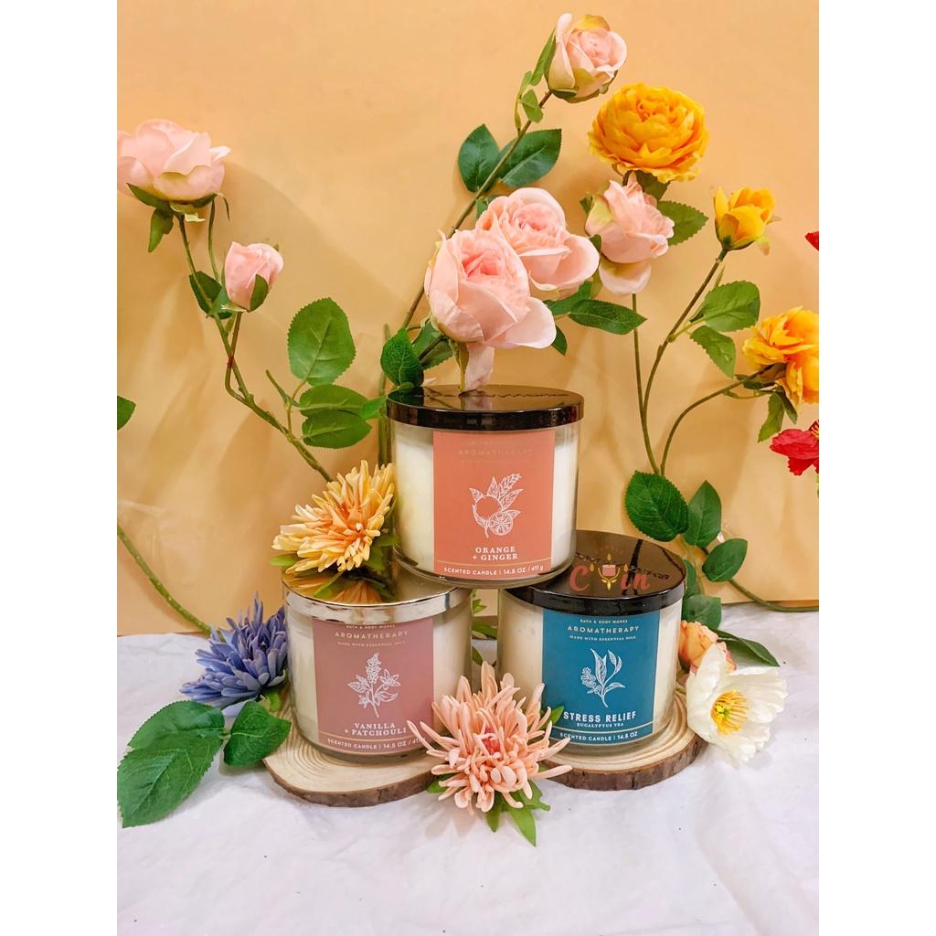 (BBW 3 bấc AROMA &amp; Flower) Nến thơm Bath and Body Works 3-wick candles 411g hàng Mỹ - Hoa cỏ mùa xuân hè, trị liệu