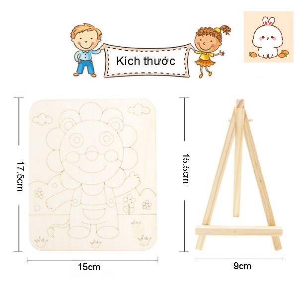 Tranh gỗ tô màu nước nhiều mẫu siêu đáng yêu cho bé