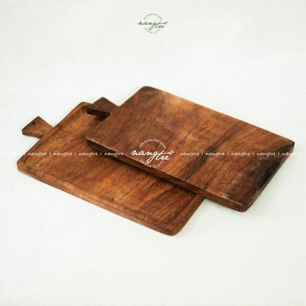 Khay gỗ tay cầm, Khay gỗ trang trí thức ăn, Square wooden tray