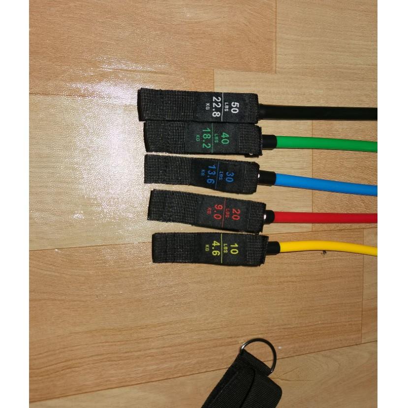 BỘ 5 DÂY NGŨ SẮC, DÂY KHÁNG LỰC TẬP GYM LOẠI 1 MỨC KHÁNG LỰC 150LBS