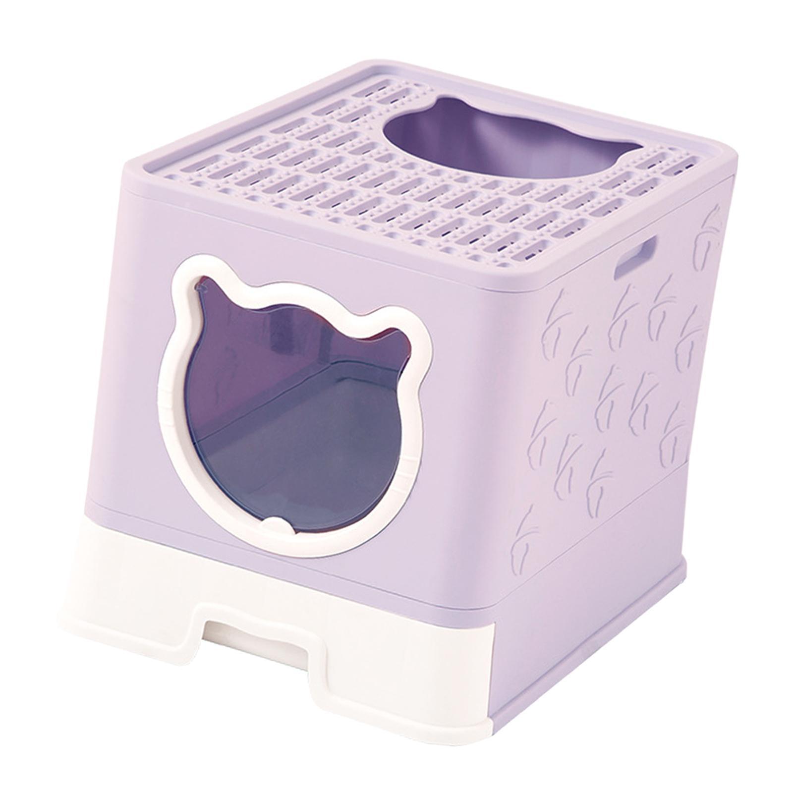 Hooded Cat Litter Box with Lid Enclosed Cat Litter Box Sand Box Container Cats Toilet Pet Litter Tray with Scooper for Rabbit Indoor Cats
