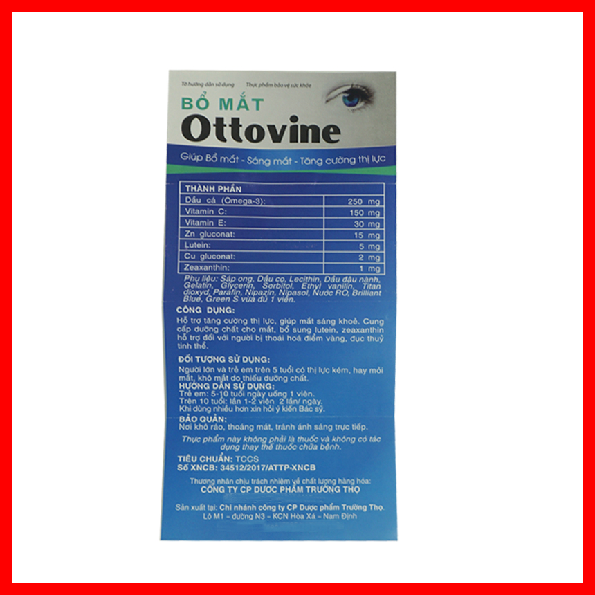 Viên uống bổ mắt Ottovine chứa Omega 3 tăng cường thị lực giúp mắt sáng khỏe