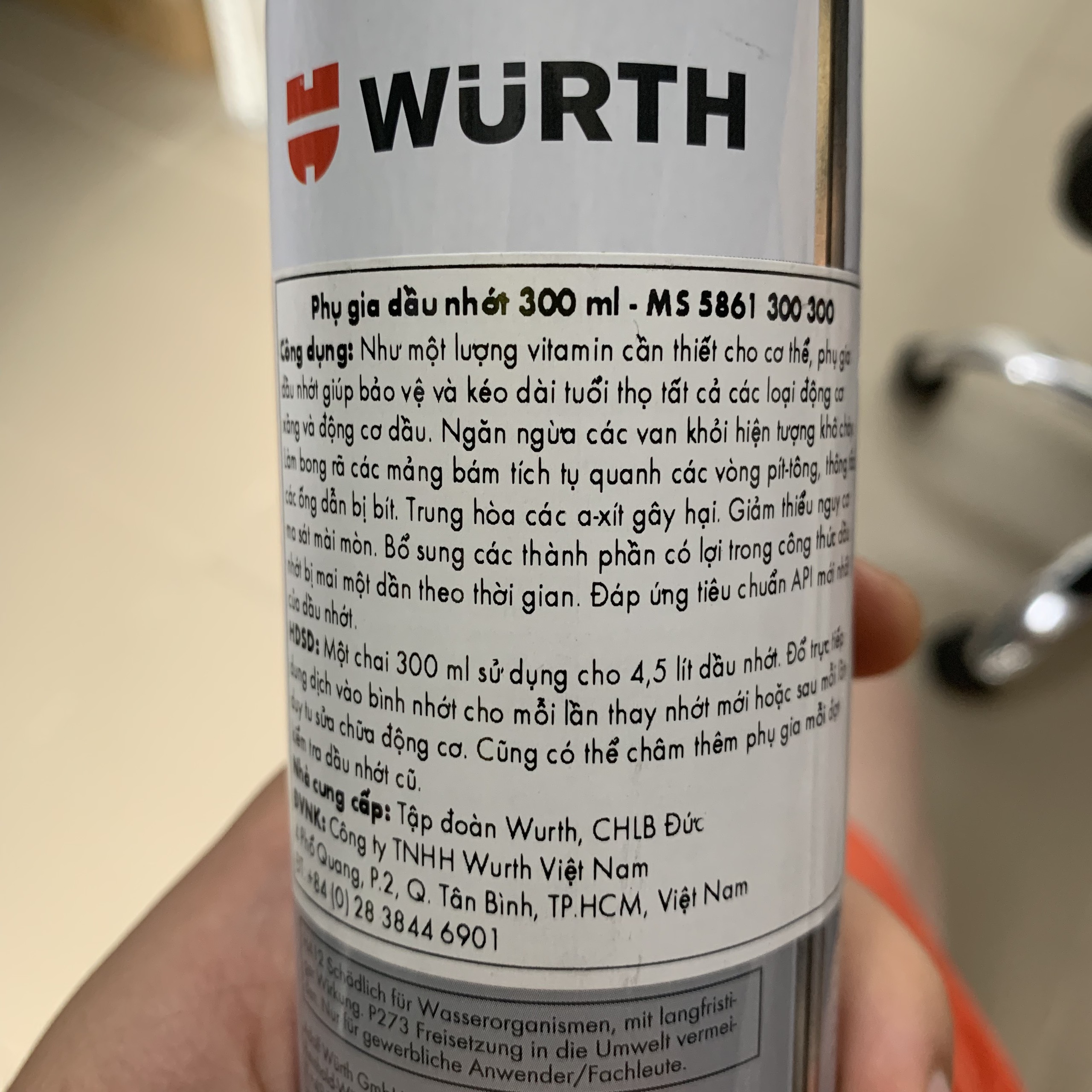 Phụ gia dầu nhớt Wurth Engine Oil Treatment 300ml 5861300300