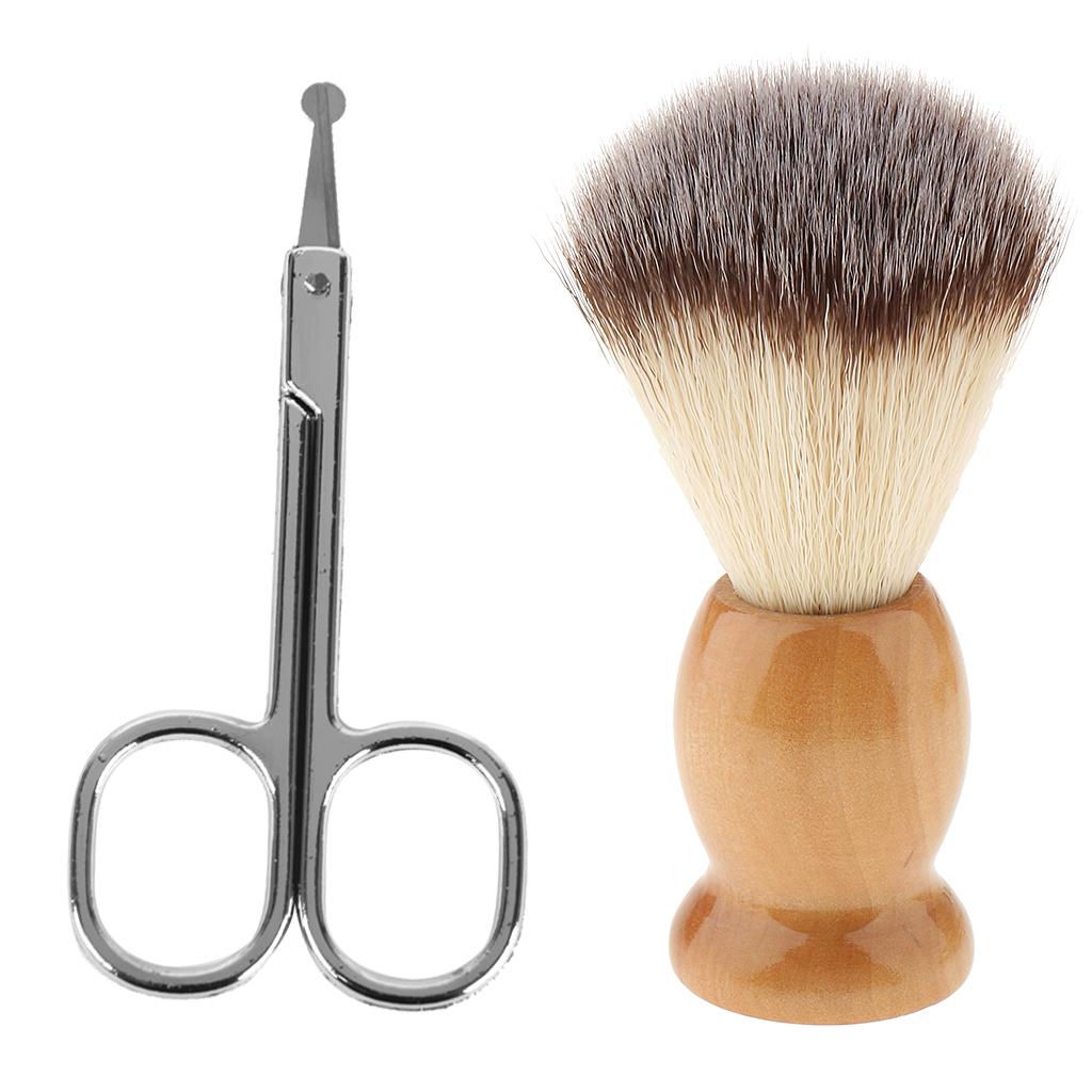 Steel Face Hair Nose Hair Remover Scissor Trimmer with Shaving Brush for Men