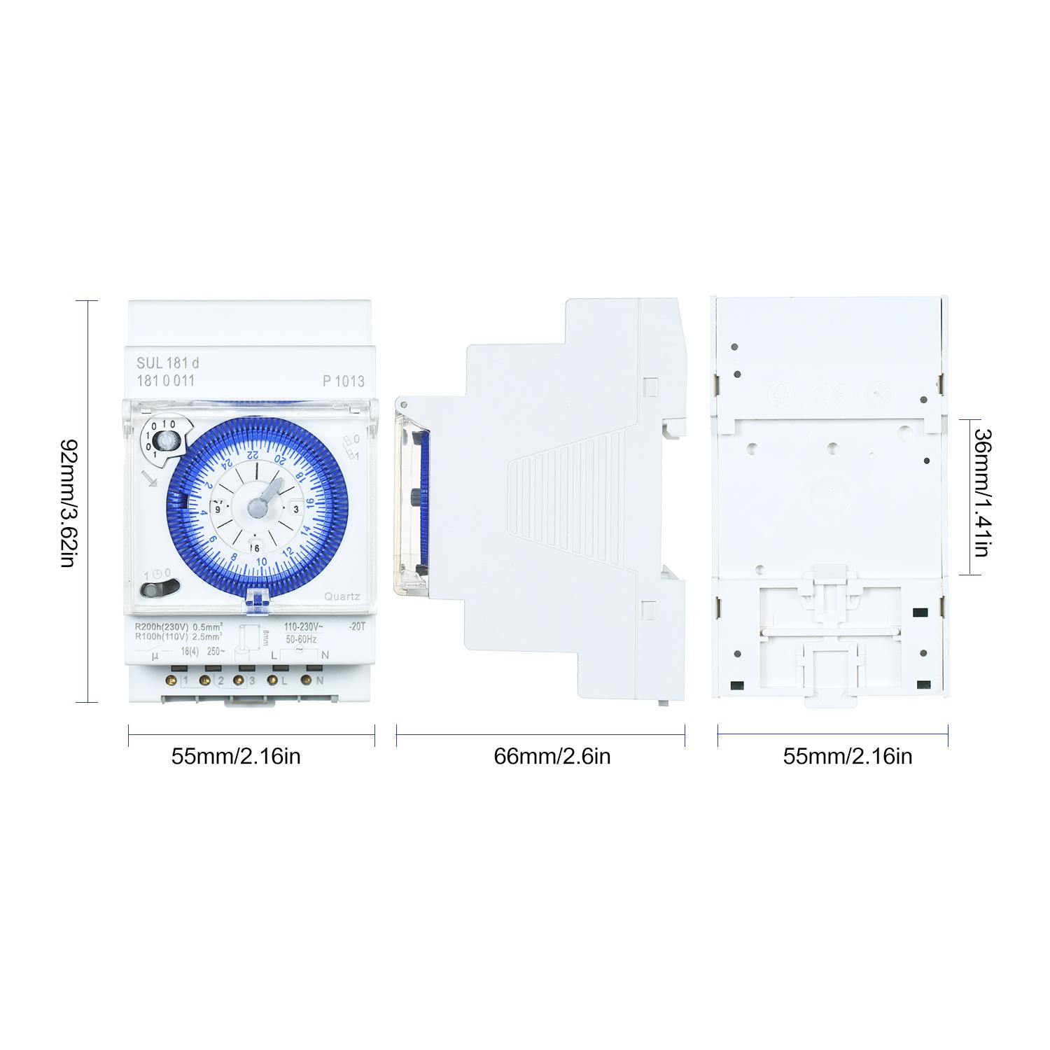 SUL181d 24-Hour Mechanical Timer 30-Minute Intervals Time Switch Relay Electrical Programmable Timer 24 hour Din Rail