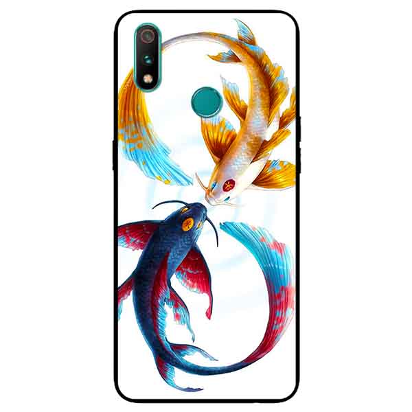 Ốp Lưng in cho Realme 3 Pro Mẫu Cá Chép Xanh Vàng -Hàng Chính Hãng