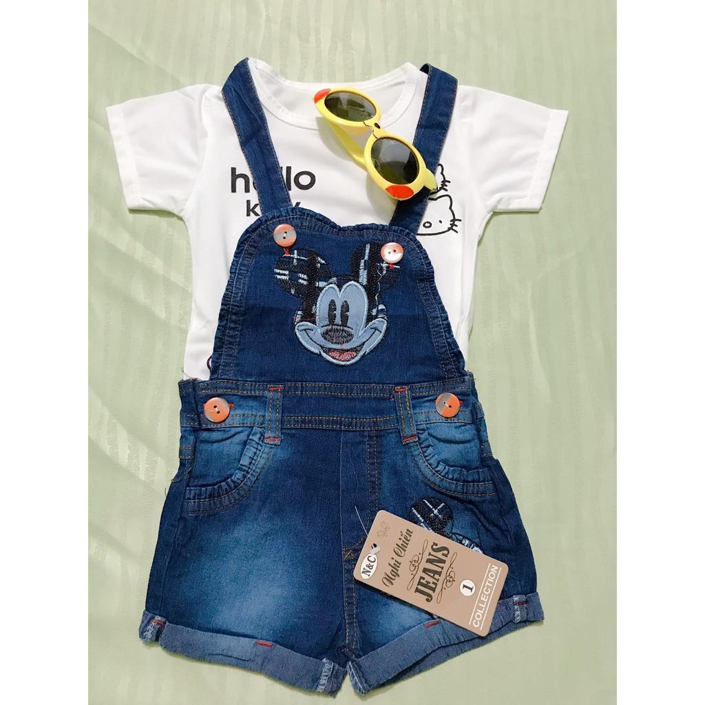 Set Yếm Jean mickey cho bé gái