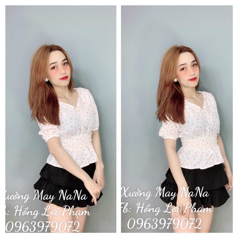 Áo kiểu hoa nhí cổ V (hình thật +video)