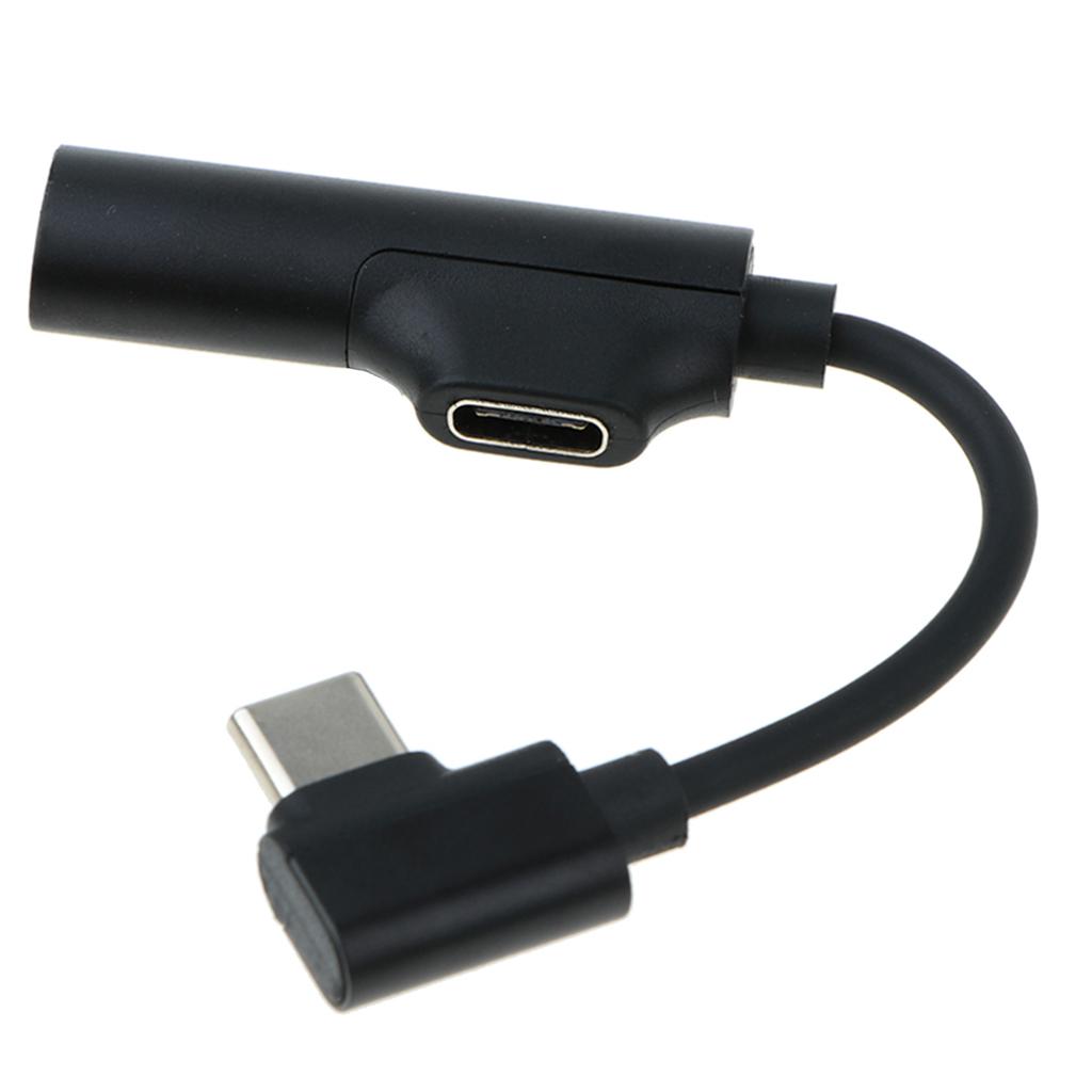 Audio and Charger Adaptor Headphone  Converter for Type-C Phones black
