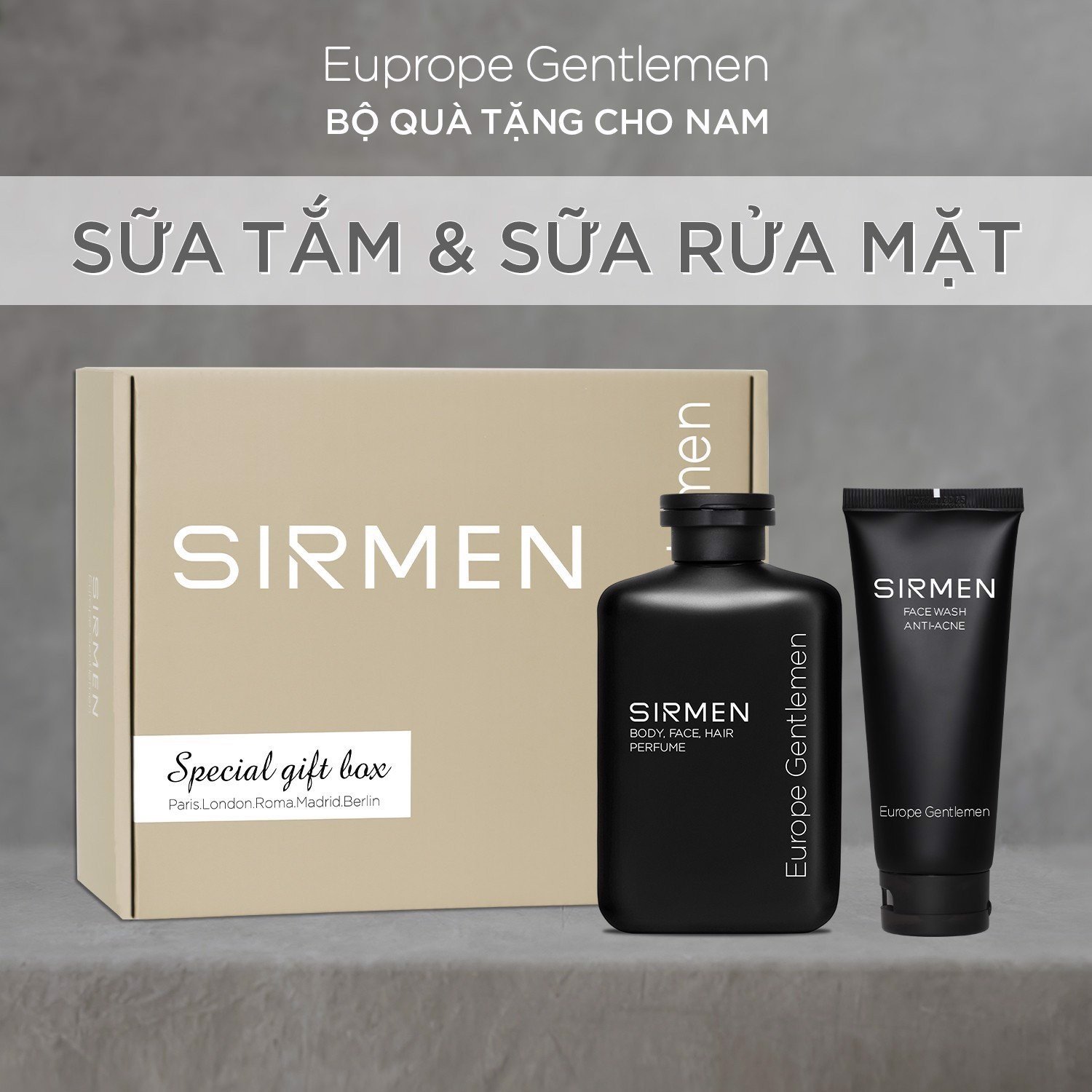 Combo Sữa tắm và Sữa rửa mặt dành cho nam Sirmen